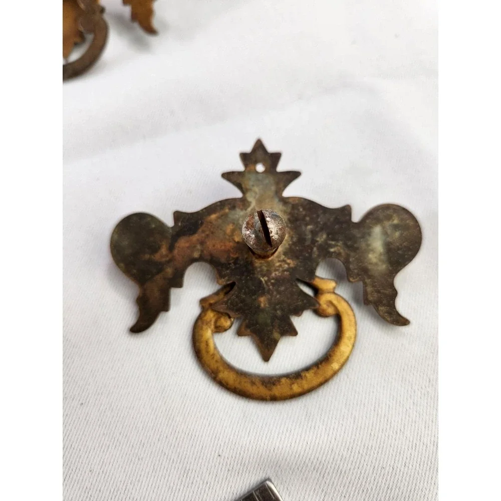 Vintage Drawer Pulls Chippendale Batwing Drop Style-Single Screw Handles Ornate